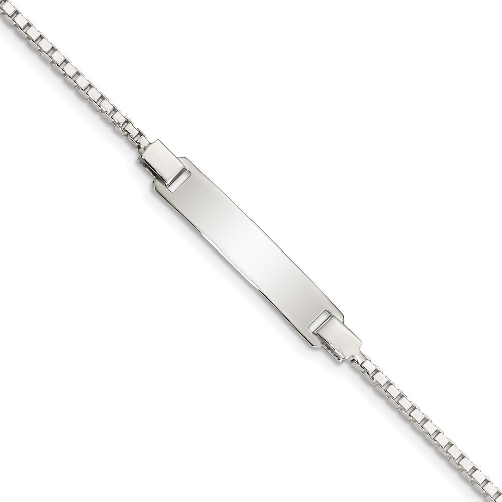 Sterling Silver Engraveable Childrens Id On Box Chain Bracelet